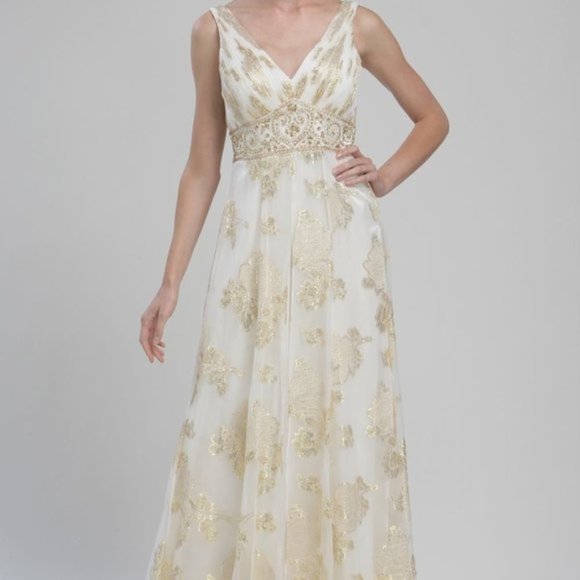 Sue Wong Dresses & Skirts - Sue Wong Gold Ivory Maxi Gown Wedding Dress NWT 8